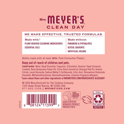 Mrs. Meyer’s Rose Scent Kitchen Basics Set, 3 ct: Dish Soap, Hand Soap, Multi-Surface Everyday Cleaner