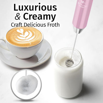 Zulay Kitchen Rechargeable Milk Frother - Powerful 2-Speed Motor, Waterproof Design | Pink Bubblegum Color