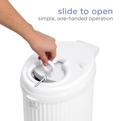Ubbi Fluted Stainless Steel Diaper Pail - Odor Locking Design | No Special Bags Required, White