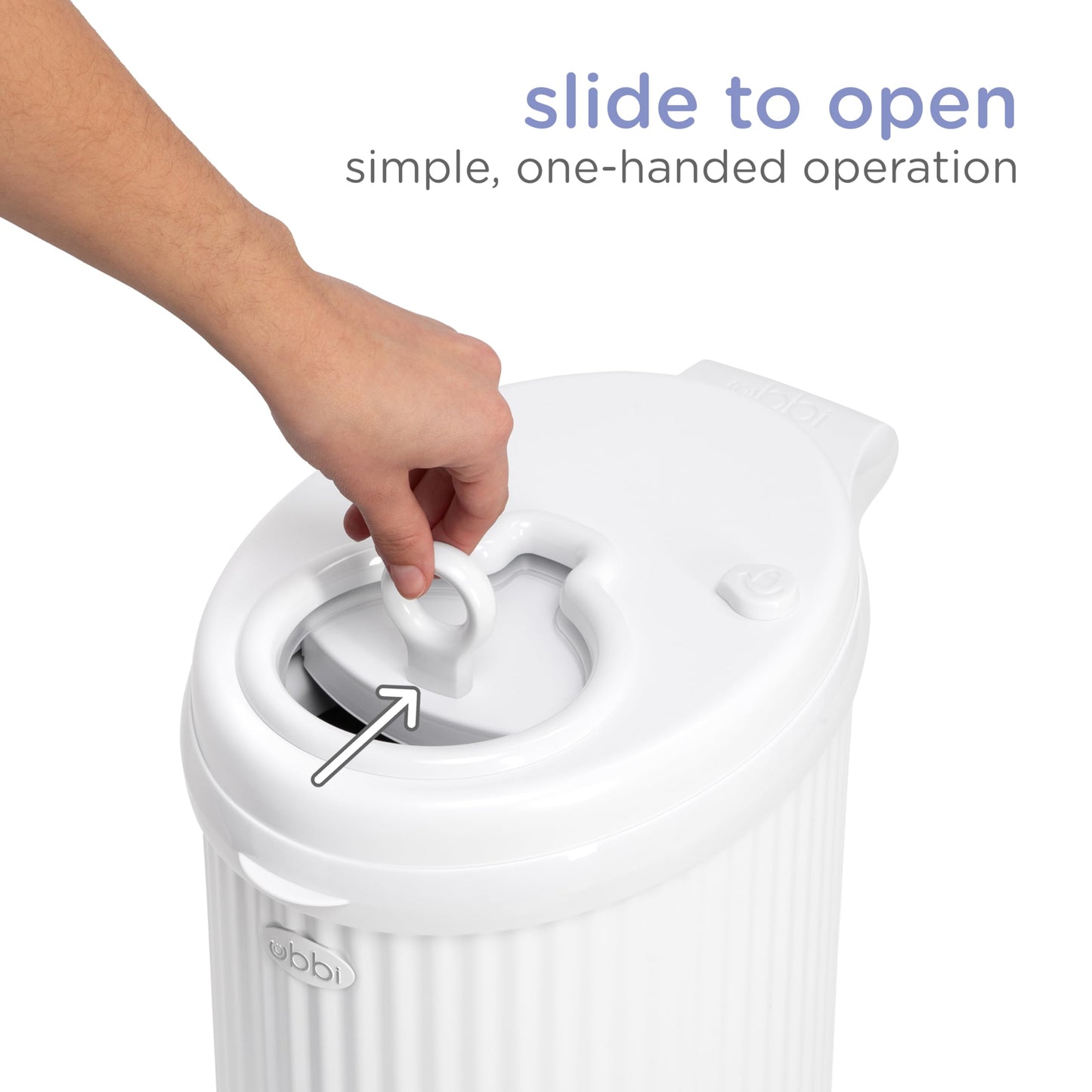 Ubbi Fluted Stainless Steel Diaper Pail, Odor Locking, No Special Bag Required, Award-Winning, Registry Must-Have, White