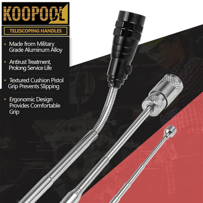 Skiennix Telescoping Magnetic Pickup Tool Set - LED Inspection Mirror & Magnet Stick | Perfect Gifts for Men
