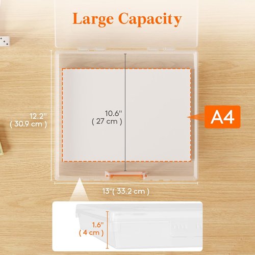 Lifewit Paper Storage Boxes - 6 Pcs Portable Organizer with Secure Latch & Handle | Ideal for Crafts, Games & Documents