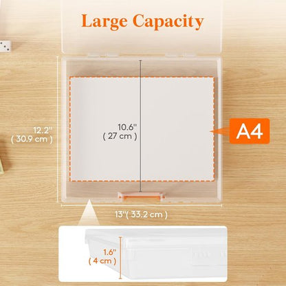 Lifewit Paper Storage Boxes - 6 Pcs Portable Organizer with Secure Latch & Handle | Ideal for Crafts, Games & Documents