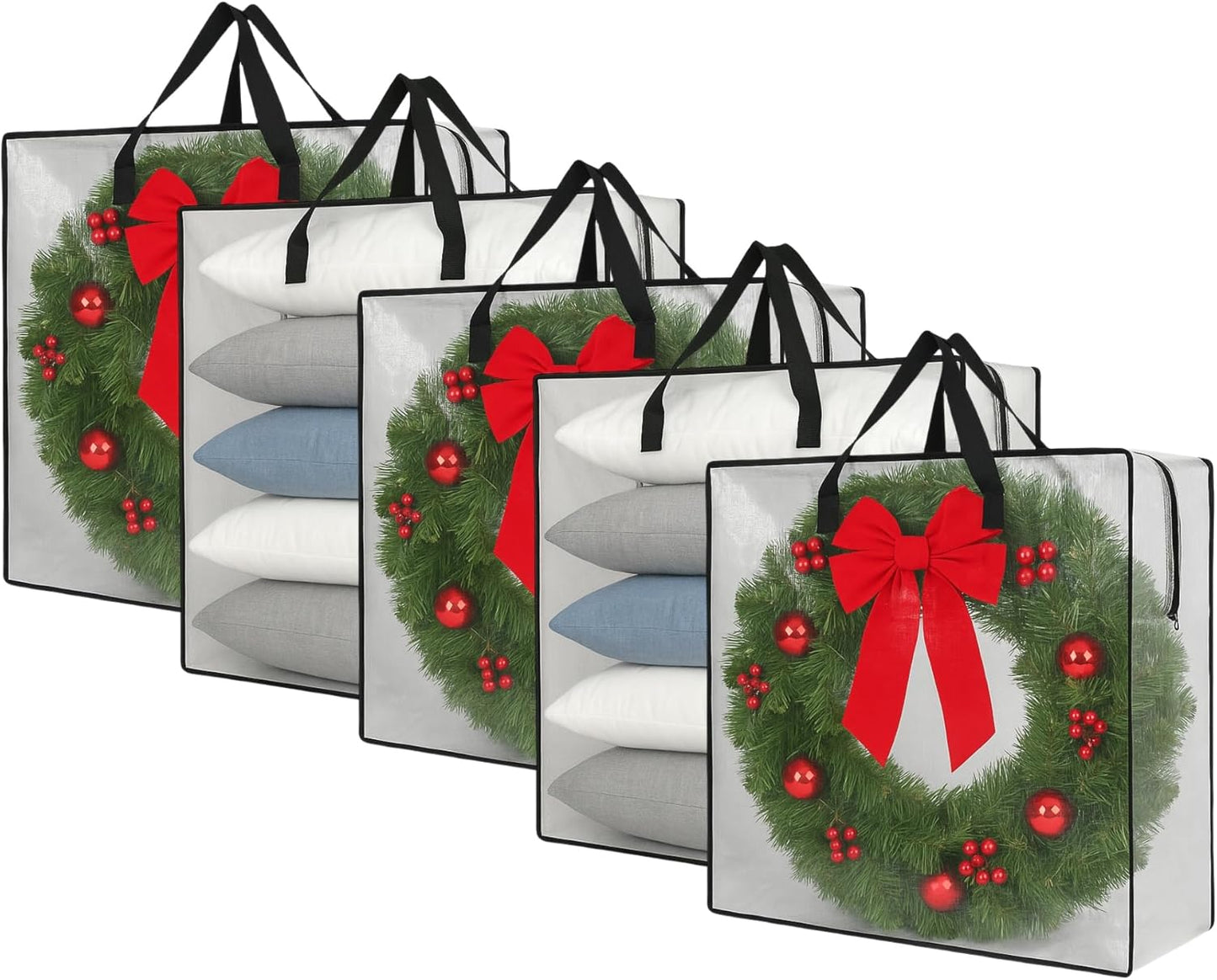 Clear Wreath Storage Bag by [Brand Name] - 26 Inch Square Organizer with Zipper & Handles | Ideal for Holiday Decor & College Moving