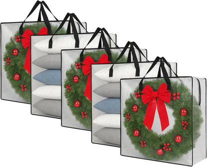 Clear Wreath Storage Bag by [Brand Name] - 26 Inch Square Organizer with Zipper & Handles | Ideal for Holiday Decor & College Moving