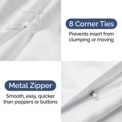 Duvet Cover King Size Set - Extra Soft King Duvet Cover 104" x 90" with 2 Pillow Shams - Hotel Luxury, Easy Care and Fade Free w/ Zipper Closures & Ties - All Season, Comfy, Cozy & Breathable (White)