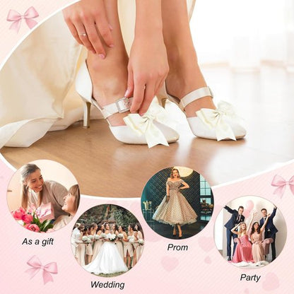 M METERXITY Bow Shoe Clips - Elegant Satin Detachable Buckles for Women | 2-Pack Removable Decor