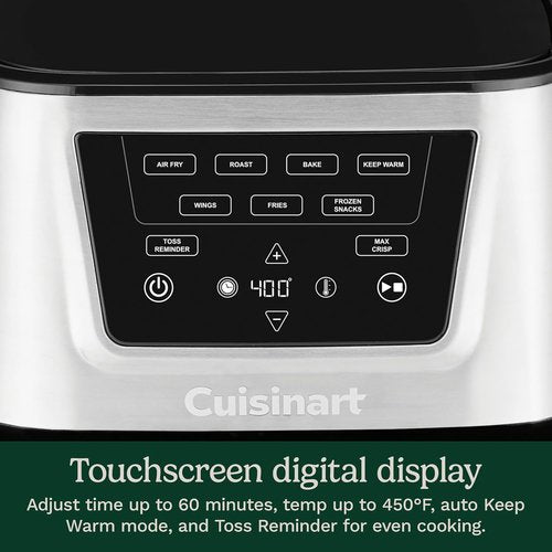 Cuisinart Air Fryer - 6-Quart Capacity with 4 Cooking Functions | PFAS-Free & Dishwasher-Safe, Black & Stainless Steel