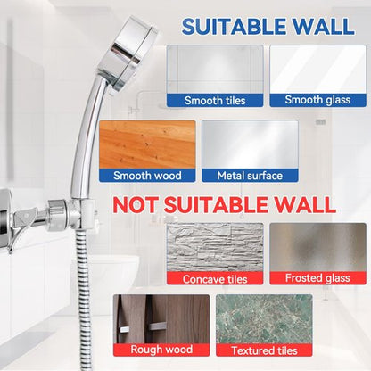 PROZADAHAO Adjustable Shower Head Holder, Bathroom Suction Cup Bracket for Handheld Showerhead, Removable Wall Mounted Shower Bracket (Silver) (Silver, 1)