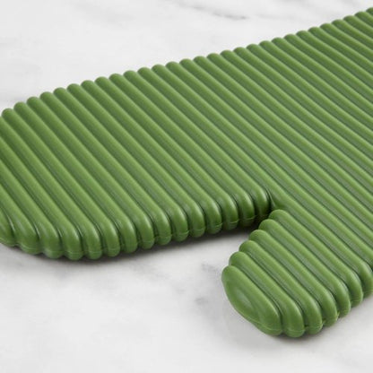 KitchenAid Ribbed Soft Silicone Oven Mitts - 2-Pack Set, 7.5"x13", Stylish Matcha Color