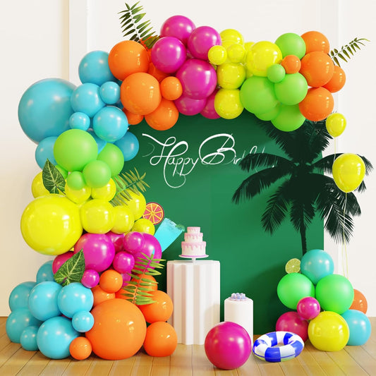 Tropical Balloon Arch Kit - 119 Pcs Hawaiian Latex Balloons for Summer Party Decor | Wedding & Birthday