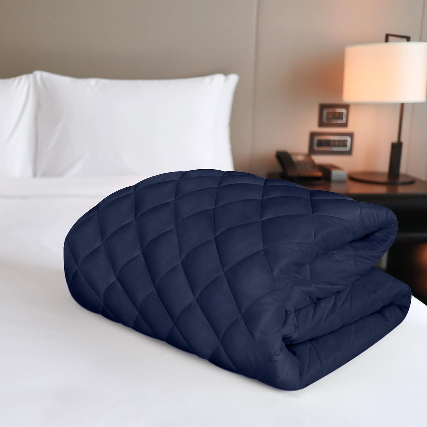 Utopia Bedding Quilted Fitted Mattress Pad - Full Size Deep Pocket Protector | Navy, Machine Washable