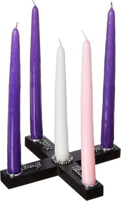 Cathedral Art Wood Cross Advent Candleholder Wreath - Joy, Faith, Hope & Peace Design