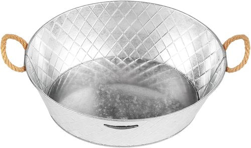 iHoo Galvanized Tub, Beverage Bucket with Handles, 2 Pcs Large Ice Buckets for Parties -Galvanized Drink Buckets for Indoor or Outdoor Bars