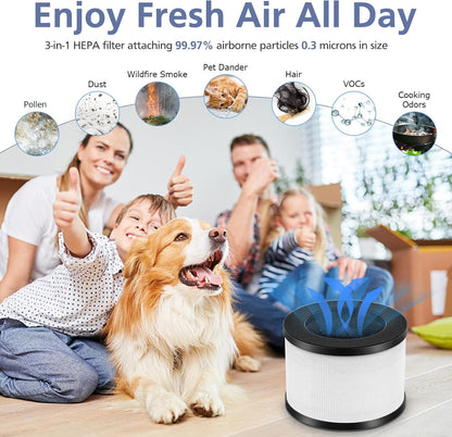 TZ-K1 Replacement Filter - 3-in-1 Smoke & Pollen Filtration - Compatible with FreAire, ToLife, VOOPNU | 2 Pack, White