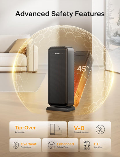 Pelonis 1500W Electric Space Heater - Portable Ceramic Heater with Thermostat & Remote | Ideal for Bedroom & Office