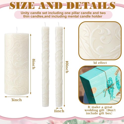Irenare Unity Candles - Elegant Glass Holder for Wedding Ceremonies | Pillar Candle Decor