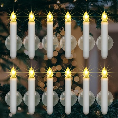 Homemory 12PCS LED Window Candles - 2X Brighter Flameless Taper Candles with Timer & Suction Cups for Christmas Decor