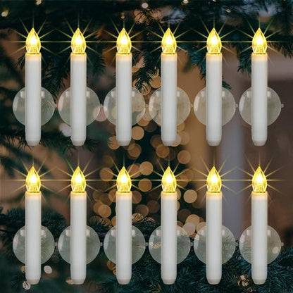 Homemory 12PCS LED Window Candles - 2X Brighter Flameless Taper Candles with Timer & Suction Cups for Christmas Decor