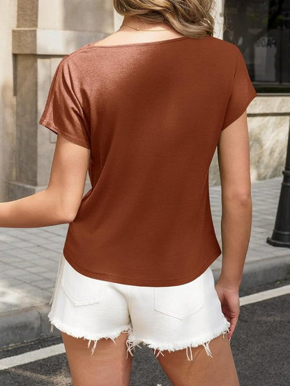Fisoew Women's Cowl Neck Casual Tops - Stylish Short Sleeve Work Blouses for Summer 2026