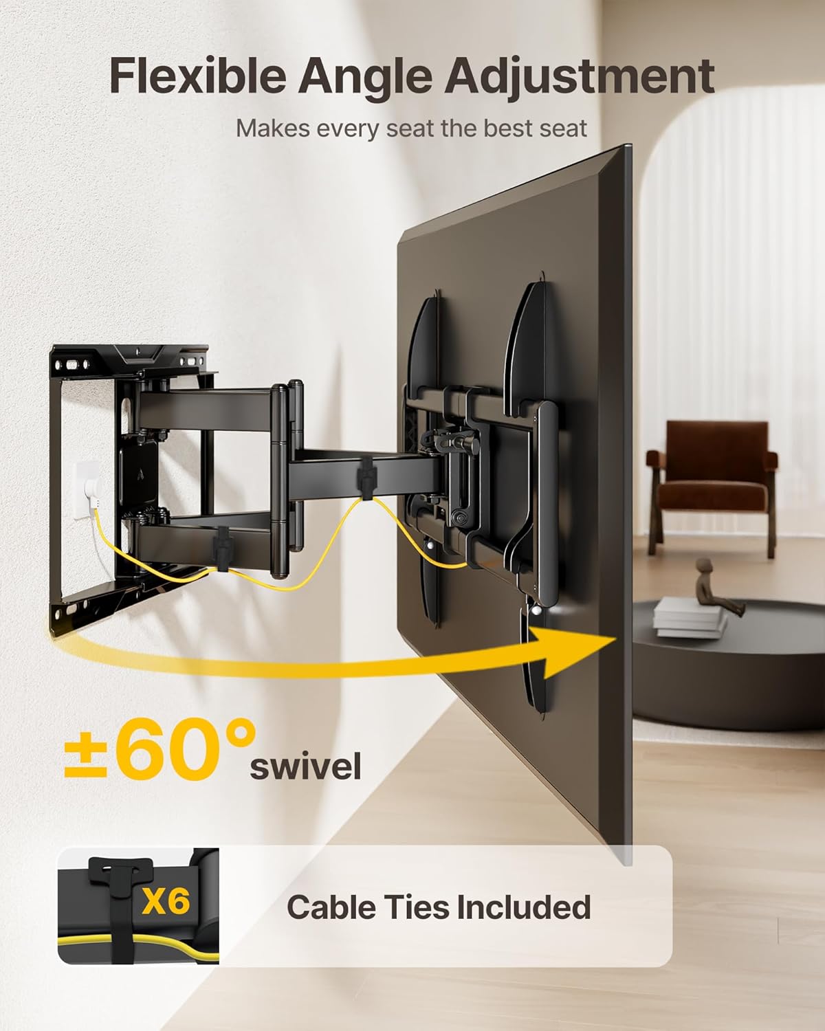 monTEK Heavy Duty TV Wall Mount - Full Motion Design for 37-90 Inch TVs | Supports Up to 165lbs