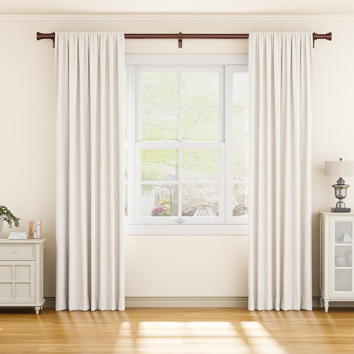 YaFex Curtain Rods - Heavy Duty 1 Inch Adjustable Window Treatment Rods | 32-118 Inch, Bronze Finish