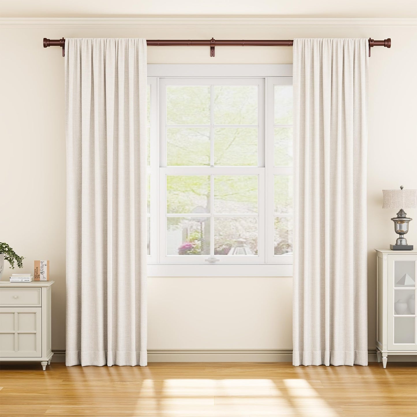 YaFex Curtain Rods 2 Pack 32-118 Inch, Heavy Duty 1 Inch Curtain Rod, Bronze Long Adjustable Window Treatment Rods,Modern Design, Easy Installation