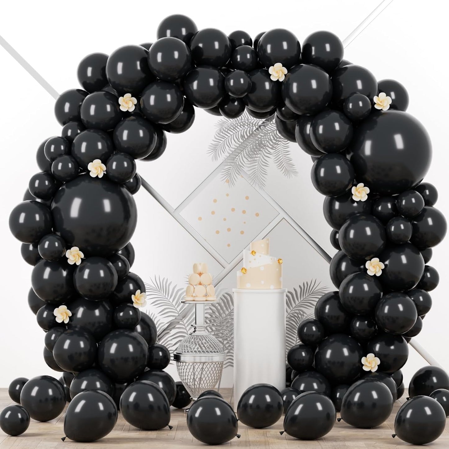 Voircoloria Black Balloon Garland Arch Kit - 90 Pack of 5/10/12/18 Inch Balloons for Weddings, Graduations & Parties