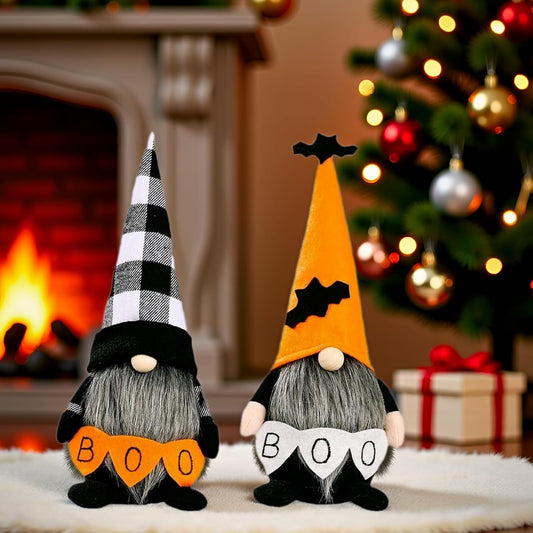 Skiennix Halloween Gnomes Decoration - 10.6'' Plush Boo & Bat Figures | Adorable Home Decor for Parties & Gifts