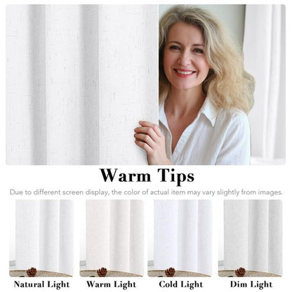 H.VERSAILTEX 100% Blackout Curtains for Bedroom Thermal Insulated Linen Textured Curtains Heat and Full Light Blocking Drapes Living Room Curtains 2 Panel Sets, 52x84 - Inch, Pure White