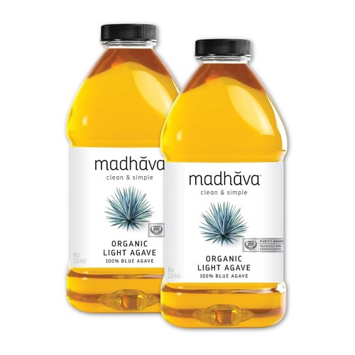 Madhava Organic Light Agave - 100% Pure Blue Nectar | Vegan Natural Liquid Sweetener, 46 Oz (Pack of 2)
