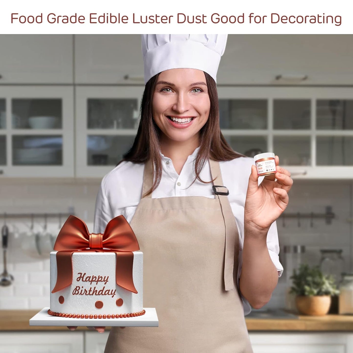 Cherrysea Rose Gold Edible Luster Dust - Tasteless Food-Grade Cake Dusting Powder | 10 Grams for Baking
