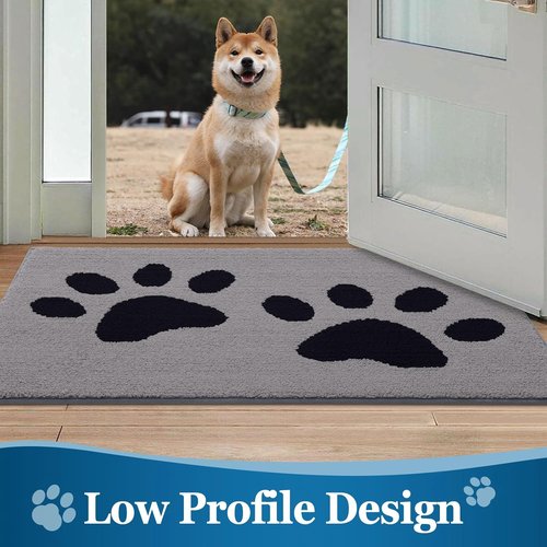 Buganda Dog Door Mat - Absorbent Mud Trapper for Indoor Use | Non-Slip, Washable, Grey (48x30 Inches)