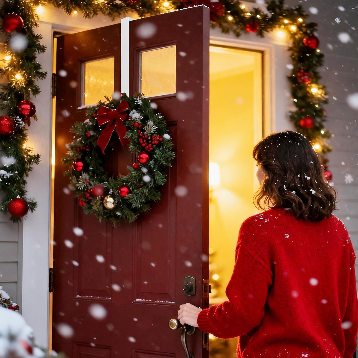 Regine Switzerland Wreath Hanger - Adjustable 15" to 25" for Christmas & Fall Decorations | White
