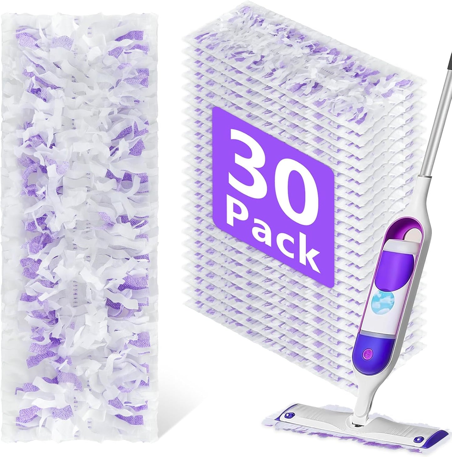 Skiennix Disposable Power Mop Pads - 30 Pack Refills for Swiffer Powermop | Multi-Surface Cleaning