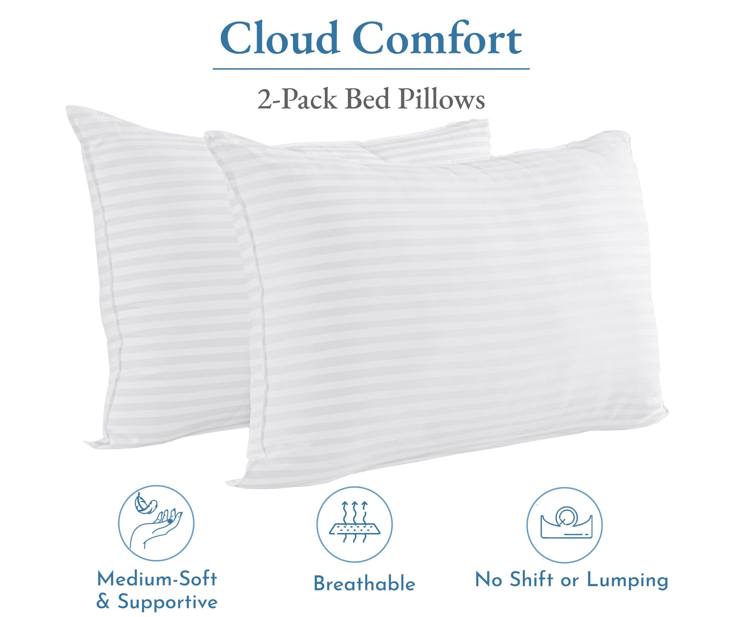 California Design Den 2-Pack Bed Pillows Standard size set of 2 for Sleeping, Cooling Luxury Hotel Pillows, for Back, Stomach or Side Sleepers