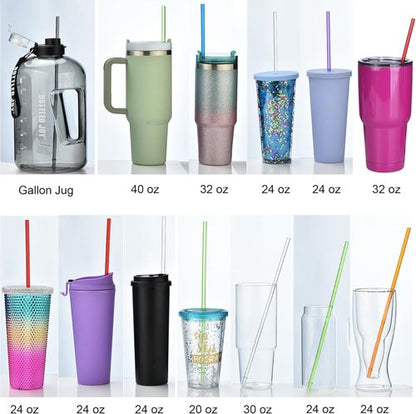 ALINK Reusable Plastic Straws - Extra Long Colorful Tritan Replacement Straws for Stanley Cups | Set of 10 with Brush