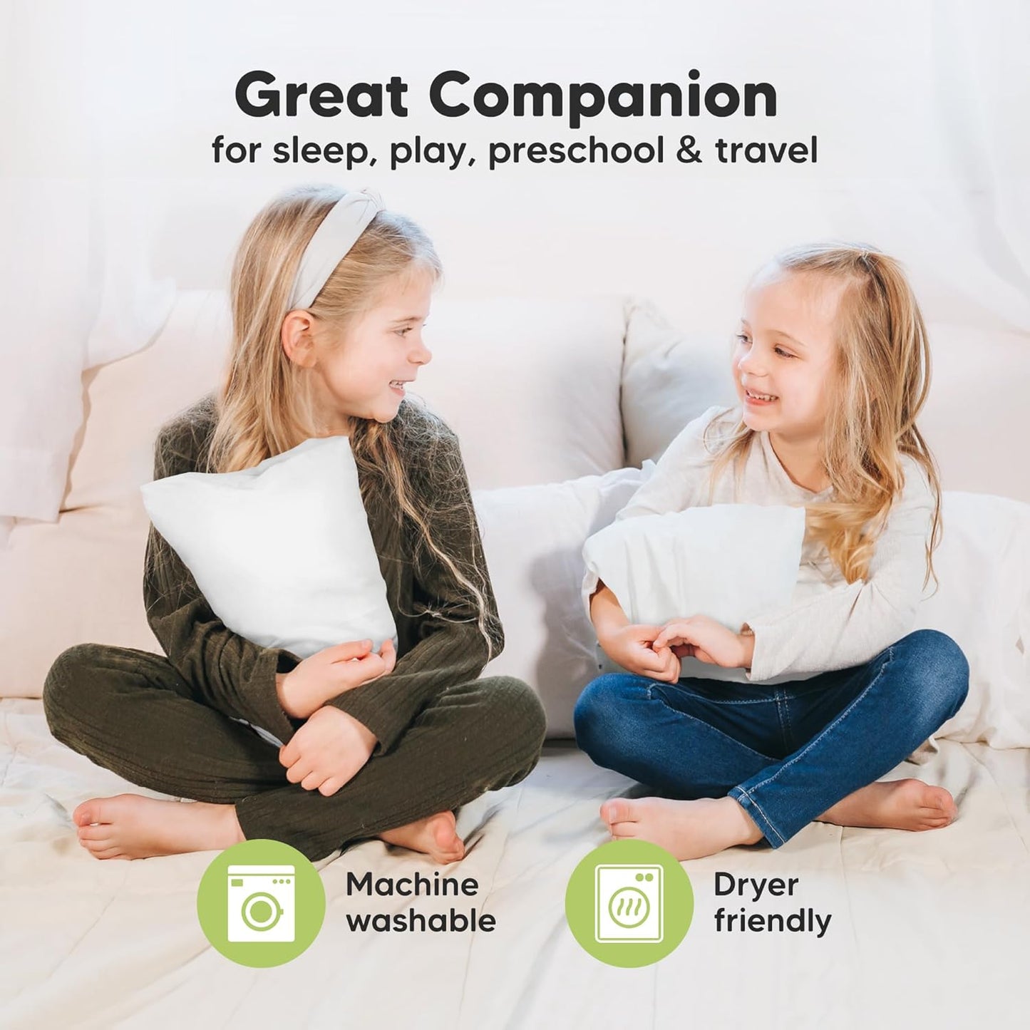 My Little Dreamy Mini Toddler Pillow - Soft & Breathable Organic Cotton | 9x13 for Kids 2-4 Years (French Gray)
