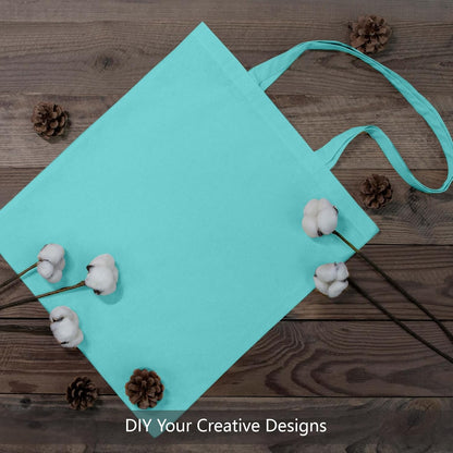 TOPDesign 16"x15" Aqua Blue Cotton Tote Bags - 6-Pack Lightweight Reusable Grocery Bags for DIY & Promotions
