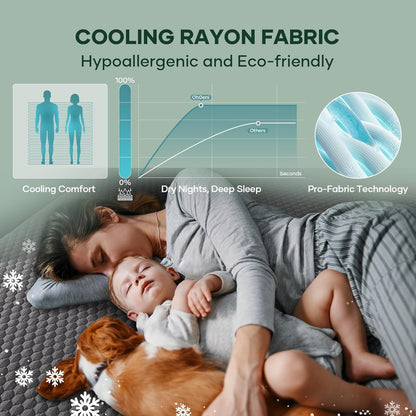 OhGeni Waterproof Mattress Protector - Twin Gray Deep Pocket, Cooling & Breathable, Soft & Noiseless
