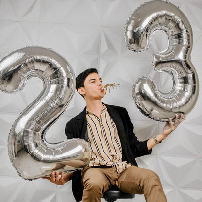 Silver 2 Balloon - 40 Inch Number 2 Birthday Decoration | Perfect for Second Birthday Parties