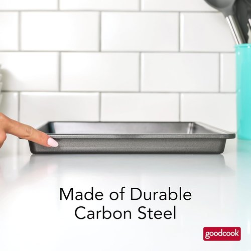GoodCook PRO Medium Baking Sheet Pan - Nonstick, Warp & Scratch-Resistant Carbon Steel | 10 x 15-Inch, Gray