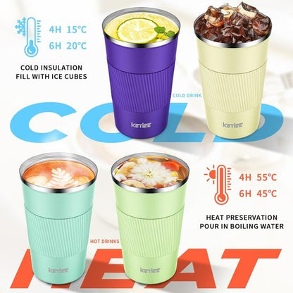 KETIEE 12oz Vacuum Insulated Coffee Mug - Leakproof Stainless Steel Travel Cup for Hot & Cold Beverages