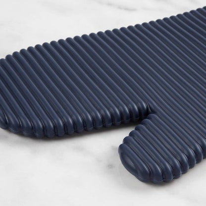 KitchenAid Ribbed Silicone Oven Mitts - 2-Pack Set, 7.5"x13", Stylish Ink Blue Color