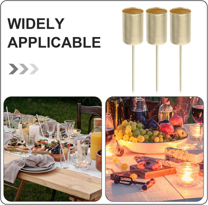 Skiennix Christmas Candle Holders - 5 Pcs Metal Spike Stand for Festive Decor | Golden Finish