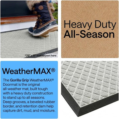 GORILLA GRIP Waterproof All-Season WeatherMAX Doormat - Stain & Fade Resistant, Easy Clean, 23x35, Light Gray