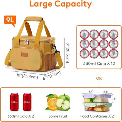 Lifewit Insulated Lunch Bag - Soft Cooler Tote for Adults | Brown, 12-Can Capacity (9L)