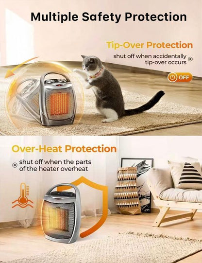 Electactic Small Space Heater - 1500W Portable Electric Heater with Thermostat for Home & Office | Fast Heating for 200 Sq. Ft.