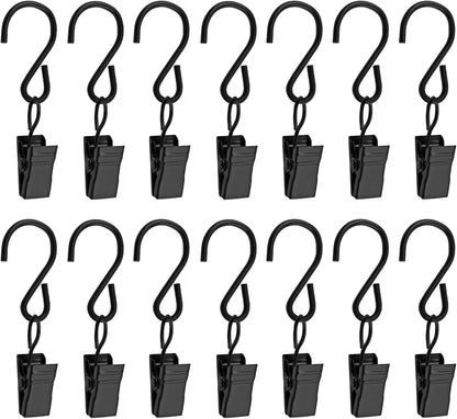 Skiennix 50 Pack Stainless Steel S Hooks - Durable Curtain Clips for String Lights | 2.4 Inch Long, Black