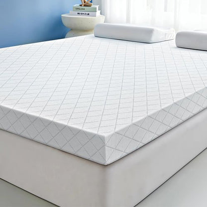 CISTNY 3 Inch Cooling Memory Foam Mattress Topper Twin XL College Dorm, High Density Foam Bed Topper with Washable Removable Bamboo Cover, Organic, Hypoallergenic, Oeko-TEX XL Twin Mattress Topper